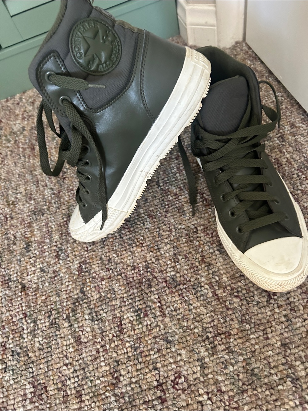 Converse Olive Green High-Top Sneakers with White Soles